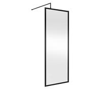 Hudson Reed WRFBP1980 Full Outer Frame Wetroom Screens Full Outer Frame 8mm Toughened Safety Glass Wetroom Screen, 1950mm x 800mm, Matt Black