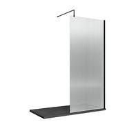 Hudson Reed 1000mm Fluted Wetroom Screen With Support Bar - Matt Black