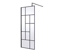 Hudson Reed 800mm Abstract Frame Wetroom Screen - Matt Black