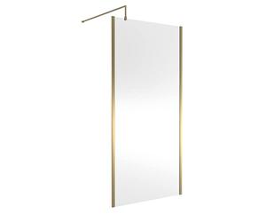 Hudson Reed WRSOBB10 Modern Bathroom Outer Framed Wall Fixed Wetroom Screen with Support Arm, 1000mm, Brushed Brass
