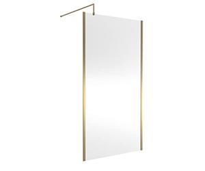 Hudson Reed WRSOBB11 Modern Bathroom Outer Framed Wall Fixed Wetroom Screen with Support Arm, 1100mm, Brushed Brass