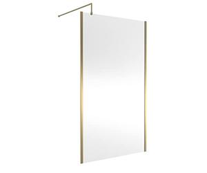 Hudson Reed WRSOBB12 Modern Bathroom Outer Framed Wall Fixed Wetroom Screen with Support Arm, 1200mm, Brushed Brass