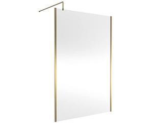 Hudson Reed WRSOBB14 Modern Bathroom Outer Framed Wall Fixed Wetroom Screen with Support Arm, 1400mm, Brushed Brass