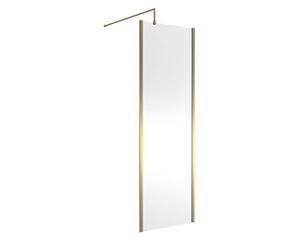 Hudson Reed WRSOBB70 Modern Bathroom Outer Framed Wall Fixed Wetroom Screen with Support Arm, 700mm, Brushed Brass