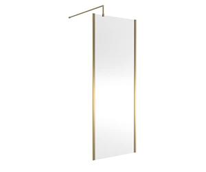 Hudson Reed WRSOBB80 Modern Bathroom Outer Framed Wall Fixed Wetroom Screen with Support Arm, 800mm, Brushed Brass