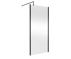 Hudson Reed WRSOBP10 Modern Bathroom Outer Framed Wall Fixed Wetroom Screen with Support Arm, 1000mm, Matt Black