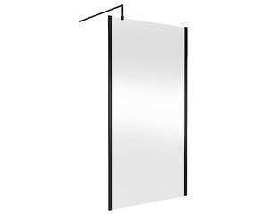 Hudson Reed WRSOBP11 Modern Bathroom Outer Framed Wall Fixed Wetroom Screen with Support Arm, 1100mm, Matt Black