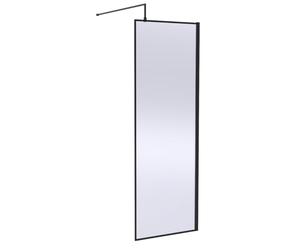 Hudson Reed WRSOBP70 Modern Bathroom Outer Framed Wall Fixed Wetroom Screen with Support Arm, 700mm, Matt Black