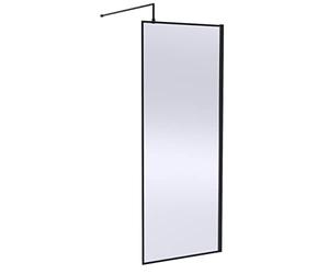Hudson Reed WRSOBP80 Modern Bathroom Outer Framed Wall Fixed Wetroom Screen with Support Arm, 800mm, Matt Black