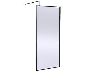 Hudson Reed WRSOBP90 Modern Bathroom Outer Framed Wall Fixed Wetroom Screen with Support Arm, 900mm, Matt Black