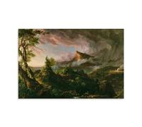 Hudson River School Artwork 1836 Thomas Cole's The Course of Empire - The Savage State, A Scenic Mountain And Stormy Sky Wall Art Print Canvas Wall Art Picture Prints Hanging Photo Gift Idea Decor Hom