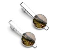 Hudson-River-Valleys Landscape Tie Clips for Men Necktie Tie Clip Tie Bars for Business Wedding Gifts 5.5x2.2cm