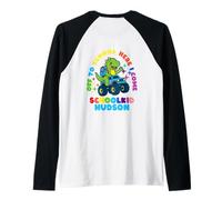 Hudson Schoolchild Personalized Back to School Dino Truck Raglan Baseball Tee