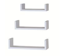 Hudson Set of 3 Floating U-Shaped Wall Shelves Kit - Various Colours - Versatile