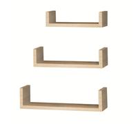 Hudson Set of 3 Floating U-Shaped Wall Shelves Kit - Various Colours - Versatile