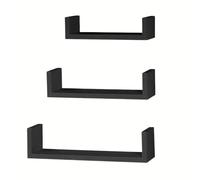 Hudson Set of 3 Floating U-Shaped Wall Shelves Kit - Various Colours - Versatile