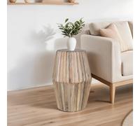 Hudson Side Table - Round - Ribbed Carved - Mango Wood