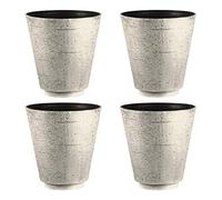 Hudson Textured Effect Plastic Planter - Beige, Set of 4 - Suitable for Indoor or Outdoor Use - 39.5cm (H) x 38cm (Dia)