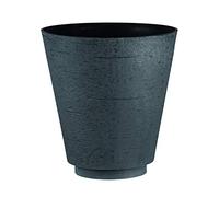 Hudson Textured Effect Plastic Planter - Grey/Black, Single Pot - Suitable for Indoor or Outdoor Use - 39.5cm (H) x 38cm (Dia)