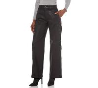 HUDSON Women's High-Rise Welt Pocket Cargo Wide Leg Pants, Coated Blk Beauty, 27