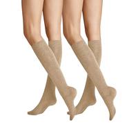 Hudson Women's Knitted Knee Socks (Pack of 2), Beige, 35-38