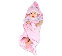 Hudz Kidz Hooded Baby Towel, Soft 100% Cotton, Perfect for Newborn Through Toddler (Pink)
