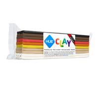 HUE Clay (Formerly Newplast) 500g, Multicultural - Firm, Reusable, Non-Drying, Oil-Based Modelling Material for Stop Motion Animation, Hobbyists & Sculptors, Multicoloured Layered Bar