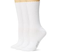HUE Scalloped Pointelle Ruffle Crew Socks for Women 3 Pair Pack | Cute style, pointelle socks with scalloped crew length, smooth toe seams, machine washable, cute socks for women