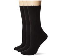 HUE Scalloped Pointelle Ruffle Crew Socks for Women 3 Pair Pack | Cute style, pointelle socks with scalloped crew length, smooth toe seams, machine washable, cute socks for women