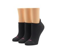 HUE Women's Air Cushion Tab Back No Show Liner Sock 3 Pair Pack, Black, One Size (Pack of 3)