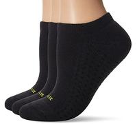 HUE Women's Air Sport 3 Pair Pack No Show Socks, Black, One Size