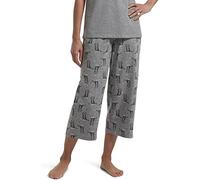 HUE Women's Basic Printed Knit Capri Pajama Sleep Pant, Made with Temperature Control Technology Bottoms, Medium Grey Heather-Sweet Kitty, 1x