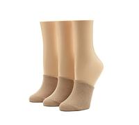 HUE Women's Cotton Toe Topper, 3 Pack Casual Sock, Cream, One Size