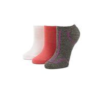 HUE Women's Eco Sport Tab Back No Show Casual Sock, Iron/Coral/White-3 Pair Pack, One Size