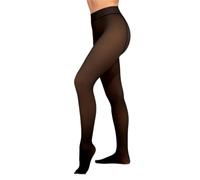 HUE Women's Fleece Lined Tights Sheer, Black, M-L