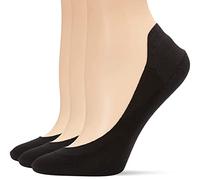 HUE Women's Hidden Cotton Perfect Edge Liner Sock with Gel Tab, Black - 3 Pair Pack, One size