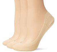 HUE Women's Hidden Cotton Perfect Edge Liner Sock with Gel Tab, Cream-3 Pair Pack, One Size (Pack of 3)