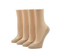 HUE Women's Hidden Cotton Sock Liners, 4 pair pack