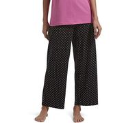 HUE Women's Long Sleepwell Basic Printed Knit Performance Sleep Pajama Pant, Made with Temperature Regulating Technology, Black - Rio Dot, Large