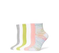 HUE Women's Mini Crew Sock, Rainbow-6 Pair Pack, One Size (Pack of 6)