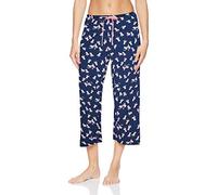 HUE Women's Printed Knit Capri Pajama Sleep Pant Pyjama Bottoms, Medieval Beach Chair, M