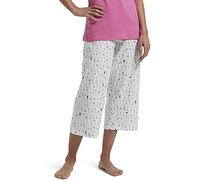 HUE Women's Printed Knit Capri Pajama Sleep Pant Pyjama Bottoms, White Dwink, M
