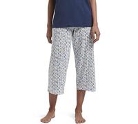 HUE Women's Printed Knit Capri Pajama Sleep Pant Pyjama Bottoms, White/ICY Margarita, S