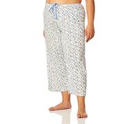 HUE Women's Printed Knit Capri Pyjama Sleep Pants Bottoms, White/ICY Margarita, 2X