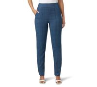 HUE Women's Pull on Ponte Trouser Leggings, Medium Wash Denim Windowpane, Large