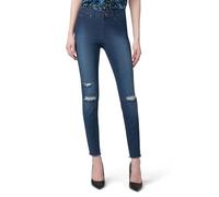 HUE Women's Ripped Knee Denim Leggings, Ink Wash, 1X