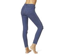 HUE Women's Ripped Knee Denim Leggings, Ink Wash, Medium