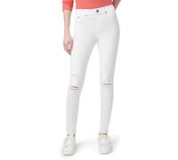 HUE Women's Ripped Knee Denim Leggings, White, XL