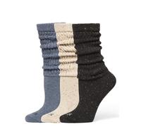 HUE Women's Slouch Sock 3 Pair Pack, Denim Tweed/Oatmeal Tweed/Black Tweed, One Size