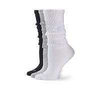 HUE Women's Slouch Sock 3 Pair Pack, White/Light Charcoal Heather/Black, One Size (Pack of 3)